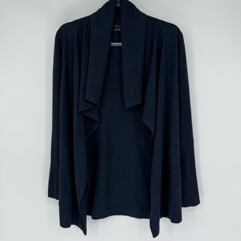 Theory 100% cashmere‎ navy Open front cardigan Casual Career Office Size TP